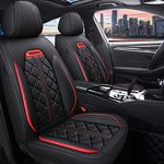 Maidao Seat Covers for Jeep Wrangler Seat Cushions,Full 5 Pieces Waterproof front and back set,PU Leather Car Seat Cover Set Full Black Red