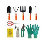 Kraft Seeds by 10CLUB Plant Care Tool Kit - 10 Pcs (Scissors, Pruner, Garden Gloves, Trowel, Fork, Cultivator, Spray Pump, Manure, Weeder) | Gardening Tools Kit for Home Garden, Terrace & Balcony