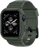 SPIGEN Rugged Armor Pro Case + Strap Band Designed for Apple Watch Series 9/8/SE2/7/6/SE/5/4 (45mm/44mm) Resilient Soft Cover - Military Green