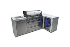 Mont Alpi MAi805-D90FC 44-inch 6-Burner 115000 BTU 90 Degree Corner Deluxe Stainless Steel Gas Outdoor Barbecue Island Grill w/Lockable Compact Refrigerator + Infrared Side Burner + Rotisserie Kit