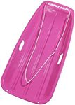 Slippery Racer Downhill Sprinter Flexible Kids Toddler Plastic Cold-Resistant Toboggan Snow Sled with Pull Rope and Handles -35 Inch (Pink)