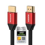 Honeywell HDMI Cable 2.1 with Ethernet, 8k@60Hz, 4k@120Hz UHD Resolution, 2 Mtr(6.6ft), 48 GBPS Transmission Ultra High Speed, Dolby DTS, eARC,3D,Male-to-Male,Compatible with all HDMI-Enabled Devices