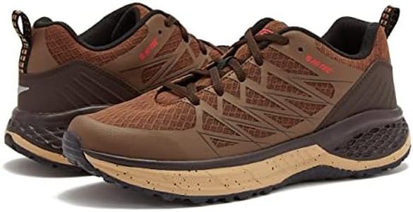 HI-TEC Destroyer Low Men’s Running Shoes, Lightweight Mesh Athletic Sneakers for Men - Dark Brown Tan, 9.5 Medium