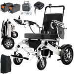 30+ Miles Long Travel Range Electric Wheelchair for Adults, 700W Powerful Motor Power Wheelchairs, Lightweight Foldable All Terrain Motorized Wheelchair with 2 * 12AH Li-ion Battery, Support 370lbs