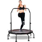 Pukomc 48-Inch Foldable Fitness Trampoline - Max Load 450 lbs, Rebounder with Adjustable U-Shaped Foam Handle for Indoor/Outdoor Fitness Body Exercise