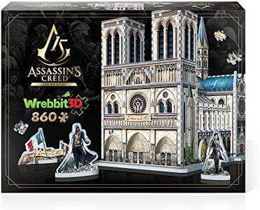 Wrebbit3D – Assassin’s Creed Unity - Notre-Dame 3D Jigsaw Puzzle - 860 Pcs, Includes References from Ubisoft’s Video Game, Using Unique ¼” Thick Foam Back Jigsaw Puzzle Pieces Providing Sturdy Design