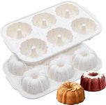 Jumbo Fluted Tube Pan with Metal Reinforced Frame, Silicone Nonstick Cake Molds 2Pcs for Chocoflan, Donuts, Cornbread, Brownies, BPA Free