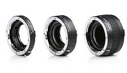 Movo MT-O68 3-Piece AF Chrome Macro Extension Tube Set for Olympus E-VOLT Four Thirds Mount DSLR Camera with 12mm