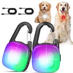 Dog Lights for Night Walking, 4 Modes Rechargeable LED Safety Dog Collar Light for Nighttime Clip On with 2 Pack,IP68 Waterproof for Night Walking,Camping(Black)