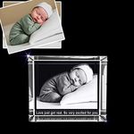 A&B Crystal Collection Newborn Baby - Engraved 3D Photo Gift - Thoughtful Congratulations & Celebration Keepsake (XXL Rectangle (6 x 8 x 3 inches))