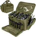 DULCE DOM Tactical Gun Range Bag for Handguns and Ammo, Firearm Rifle Pistol Case for Outdoor Hunting Shooting, Lockable Compartment, Additional Magazine Storage Slots