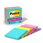 Post-it Super Sticky Notes, 3 in. x 3 in., Supernova Neons Collection, 5 Pads/Pack, 90 Sheets/Pad