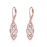 YFN Sterling Silver Celtic Knot Dangle Earrings Good Luck Irish Celtic Knot Vintage Dangles for Women (Pink Celtic Earrings)