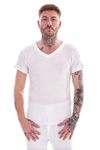 Keanu Mens Thermal V Neck T Shirts - Pack of 3 - Winter Warm Brushed Underwear Short Sleeve Vest Baselayer - Sizes S M L XL 2XL (White, Large)