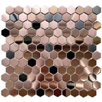 Blujellyfish Hexagon Stainless Steel Brushed Mosaic Tile Bronze Copper Color Black Bathroom Kitchen Backsplash Shower Floor Tiles Accent Mosaics Tile Sheets (5 Square Feet)
