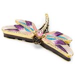 Cottage Garden Dragonfly Pink 4 x 2.5 Jeweled Metal Figurine Trinket Box