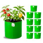 ORGANIC BAZAR 15x15 Grow Bags for Terrace Garden, Premium HDPE 260 GSM Green Plant Bags (Pack of 10)