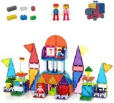PicassoTiles 333pcs Magnetic Brick Tile and Magnetic Tile Combo Set, Action Figures included, Building Blocks STEM Toys, Educational Montessori Preschool Toddler classroom learning toys, Kids activity