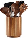 LOHONER Acacia Wood Utensil Holder for Kitchen Counter, 360° Rotating 7.2" Large Cooking Utensil Holder, Kitchen Utensil Storage Organizer for Countertops, Farmhouse Kitchen Decor