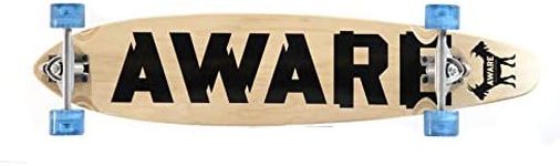 Aware Complete 38" Longboard wt 150mm Silver Reverse Kingpin Trucks, Clear Blue Wheels; 65x47mm 78A, ABEC-7 percision Bearings and 3mm Rubber risers for All Ages