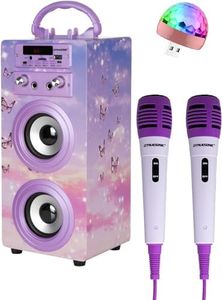 DYNASONIC Microfono Karaoke, Regalo per Bambini, Giocattolo per Bambini e Ragazzi, Regali Bambini, Giocattoli per Bambino e Bambina con Microfono Modello (025-18 LIGHTS)