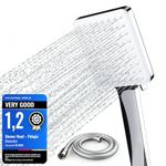 Newentor Shower Head and Hose[TESTSIEGER], High Pressure Shower Head with 6 Modes, Universal Water Saving Large Showerhead with 1.5M Hose, Silver