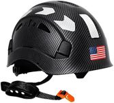 Vented Hard Hats Construction OSHA Approved - Black Carbon Fiber Custom Hard Hats for Men,ANSI Z89.1 Class C Safety Helmet with Chinstrap Ratchet,6 Point Suspension Low Profile Hard Hat Aolamegs