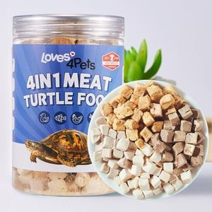 Loves4Pets Turtle Food - 4 in 1 Natural Freeze-Dried Meat - Chicken, Duck, Salmon, Beef - Premium Box Turtle and Aquatic Turtle Treats for Baby Turtles - Human-Grade Quality