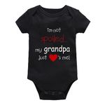 I'm Not Spoiled My Grandpa Just Loves Me Infant Baby Boy Girl Romper Bodysuit Short Sleeve Clothes as Novelty Gift (Black-1,6-12 months)