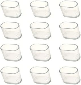 12Pcs Oval Outdoor Chair Leg Caps, Plastic Chair Legs Cover Floor Protectors, 20x40 mm Chairs Tables Leg Furniture Feet Covers for Hardwood Floors and Outdoor Patio Set Transparent