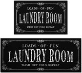 Capslpad Laundry Room Rug Set of 2 Non Slip Laundry Floor Rug Washable Laundry Mat for Laundry Room Decor Area Rugs for Mudroom Kitchen Washroom Bathroom,19"x31"+19"x47",Black