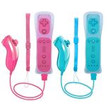 Tevodo Wii Remote Controller, 2 Packs Upgrade Wii Wireless Controller Compatible with Wii Wii U Console(Pink and Blue)