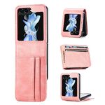 ZCDAYE Wallet Case for Samsung Galaxy Z Flip 5 Case,Samsung Z Flip 5 5G Case, Z Flip 5 Leather Case with Card Holder - Pink