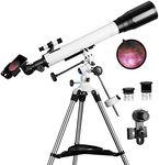 Telescopes for Adults, 70mm Aperture and 700mm Focal Length Professional Astronomy Refractor Telescope for Kids and Beginners - with EQ Mount, 2 Plossl Eyepieces and Smartphone Adapter