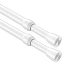 AIZESI 2 Pack Curtain Rods Extendable 68-100 cm, Spring Loaded Curtain Rod Curtain Poles No Drilling Tension Curtain Rod Tension Rods for Curtains, Cupboard, Window, Kitchen White