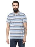 AMERICAN CREW CottonPoly Striped Polo T-Shirt for Men (AC841-M_Grey Melange, Blue, Navy Blue & White)