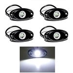 LED Rock Lights 4PODS Waterproof LED Neon Underglow Light for Car Truck ATV UTV SUV Jeep Offroad Boat Underbody Glow Trail Rig Lamp (White)