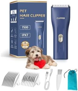 Founouly Dog Cat Home Hair Waterproof Clipper Wireless Dog Trimmer for Grooming,Blue,TS006