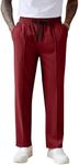 COOFANDY Men's Casual Knit Pants Elastic Waist Sweatpants Open Bottom Loose Fit Trousers Lounge Yoga Pants with Pockets Wine Red