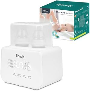 LIONELO Thermup Double Bottle Warmer, 2 Bottles at The Same time, Heat The Milk in 3-5 Minutes, 6 Working Modes, steriliser and defrost Function, Quiet Work, Safe to use