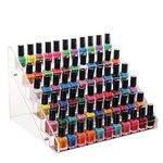 Trintion 6 Tiers Nail Polish Stand 66 Bottle Capacity Acrylic Clear Nail Polish Display Essential Oil Stand Holder Makeup Organizer 12.1x9.76x7.28 Inches