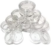 12 Small Clear Round Travel Sample Jar Pots 5ml Empty Plastic Cosmetic Jars with lids, Clear Round Mini Portable Cosmetic Containers for Creams Lotion Eye Shadow Makeup Glitter Storage