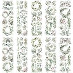 WANDIC 10 Sheets Rub On Transfer Sticker, Distress Leaves Decals Bud Flower Stickers for DIY Scrapbooking Photo Albums Furnitures,11.8 * 3.9in