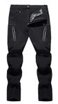 TACVASEN Hiking Trousers Men Waterproof Lightweight Trousers Fishing Walking Cargo Pants with Zip Pockets Black,34
