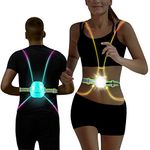 OrigCharge LED Running Vest, Reflective Running Lights Vest for Night Runners, Running High Visibility Vest for Women, Safety Reflective Belt for Men, Reflector Running Gear- IPX5 Waterproof