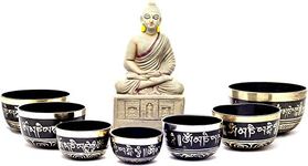 Chakra Healing Tibetan Singing Bowl Sets 7 Sets of Meditation Bowls From Nepal (Black painted)