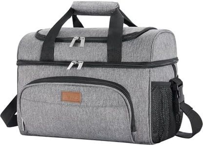Lifewit - Bolsa de Compras isotérmica (23 L, 32 latas, Bolsa de Picnic para Playa, Deporte, Bolsa refrigerante de Doble Compartimento, Color Gris