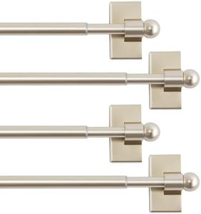 H.VERSAILTEX 4 PACK Magnetic Curtain Rods for Metal Doors Multi-Use Adjustable Rods Tool Free for Iron and Steel Place 1/2" Diameter, with Petite Ball Finials (16"-28", Champagne Gold)