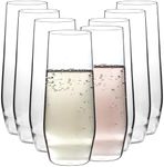 D'Eco Unbreakable Tritan Champagne Flutes, 12 oz (Set of 8)- Shatterproof, Crystal-Clear, BPA-Free Plastic Glasses - Indoor & Outdoor Cocktail Glasses for Graduation Parties - Mothers Day Gift for Mom