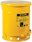 Justrite D23019 Oily Waste Can, 09301, 10 gal, Yellow